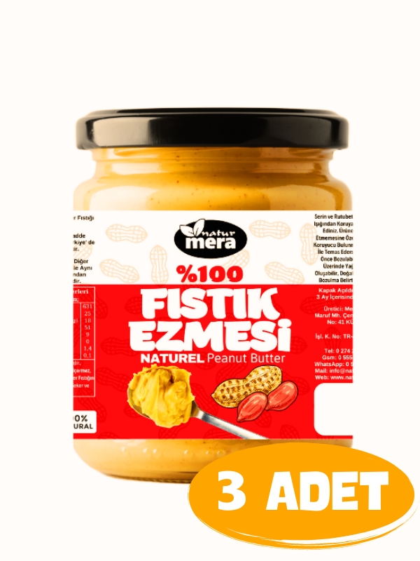 naturmera Şeker İlavesiz Fıstık Ezmesi 3 x 335g